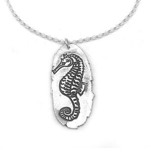 Silver Seahorse Necklace Ocean Jewelry, Seahorse Pendant Beach Lover Necklace, Seahorse Jewelry Beach Pendant, Beach Jewelry Silver image 2