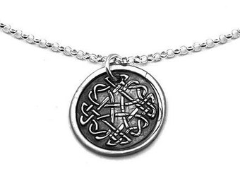Sterling Silver Celtic Necklace, Irish Jewelry Celtic Knot Necklace, Round Silver Necklace, Simple Celtic Jewelry Irish Necklace