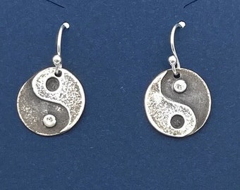 Silver Yin Yang Earrings, Spiritual Earrings with Yin Yang Charms, Silver Yoga Earrings | Namaste Earrings | Zen Earrings (AJ829)