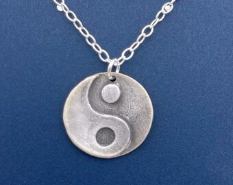 Spiritual Necklace with Yin Yang Pendant, Silver Yoga Necklace | Namaste Necklace | Meditation Necklace, Zen Necklace (AJ841)