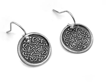 Sterling Silver Round Celtic Earrings Irish Jewelry, Celtic Knot Earrings, Irish Earrings Celtic Knot Designs Celtic Jewelry