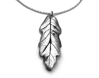 Pure Silver Oak Leaf Necklace | Oak Leaf Jewelry Nature Lover | Nature Necklace | Oak Necklace | Autumn Jewelry | Garnet Gemstone Necklace