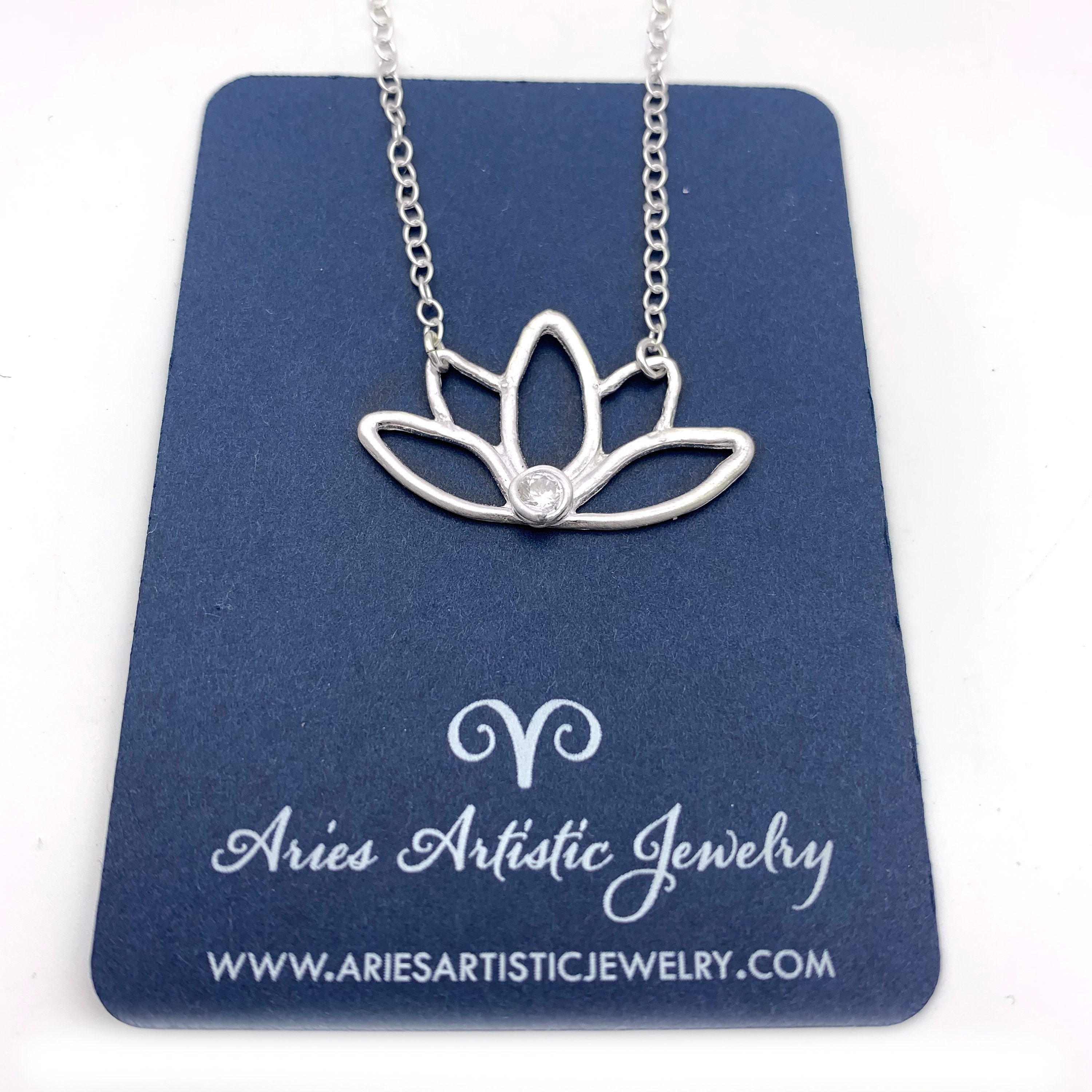Sterling Silver Lotus Necklace Flower Jewelry, Lotus Flower Gemstone