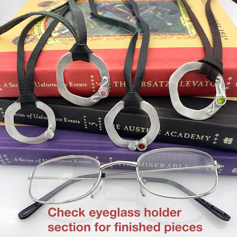 Sterling Silver Eyeglass Necklace, Eyeglass Holder Sterling Silver & Leather Necklace, Eyeglass Chain Gemstone Eyeglass Loop Book Lover Gift image 9