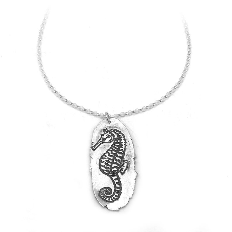 Silver Seahorse Necklace Ocean Jewelry, Seahorse Pendant Beach Lover Necklace, Seahorse Jewelry Beach Pendant, Beach Jewelry Silver image 2