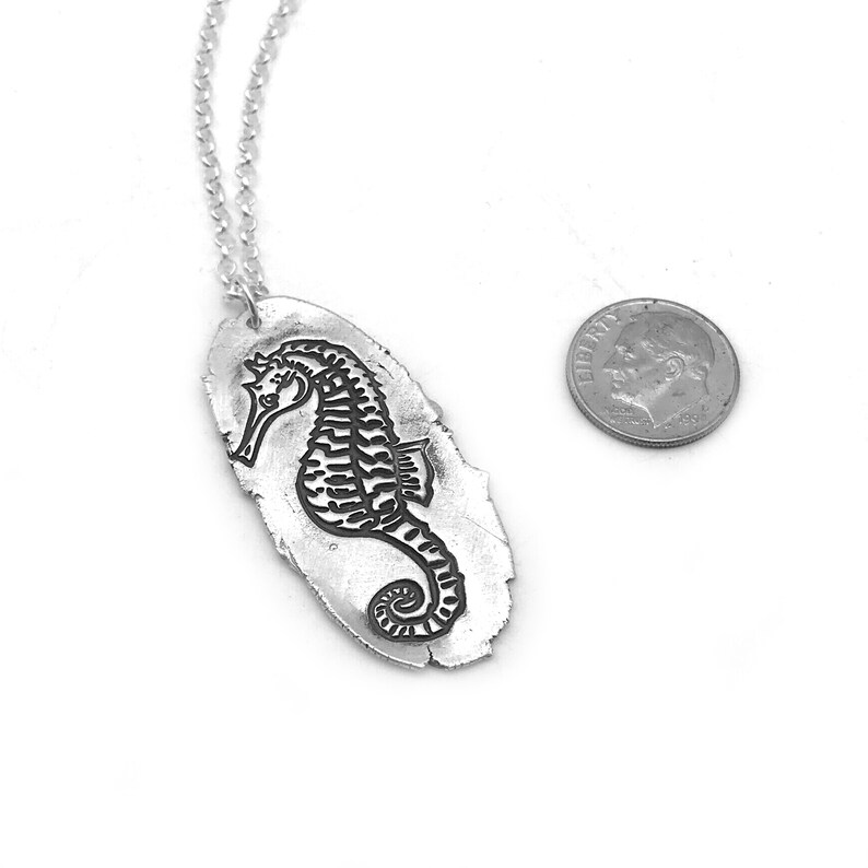 Silver Seahorse Necklace Ocean Jewelry, Seahorse Pendant Beach Lover Necklace, Seahorse Jewelry Beach Pendant, Beach Jewelry Silver image 8