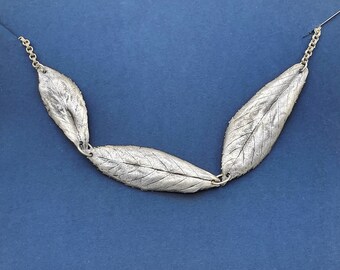 Unique Silver Leaf Necklace Nature Lover | Nature Inspired Necklace Multi Leaf Pendant Nature Jewelry (AJ848)