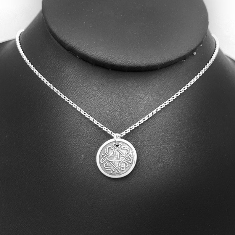 Sterling Silver Celtic Necklace, Irish Jewelry Celtic Knot Necklace, Round Silver Necklace, Simple Celtic Jewelry Irish Necklace image 4