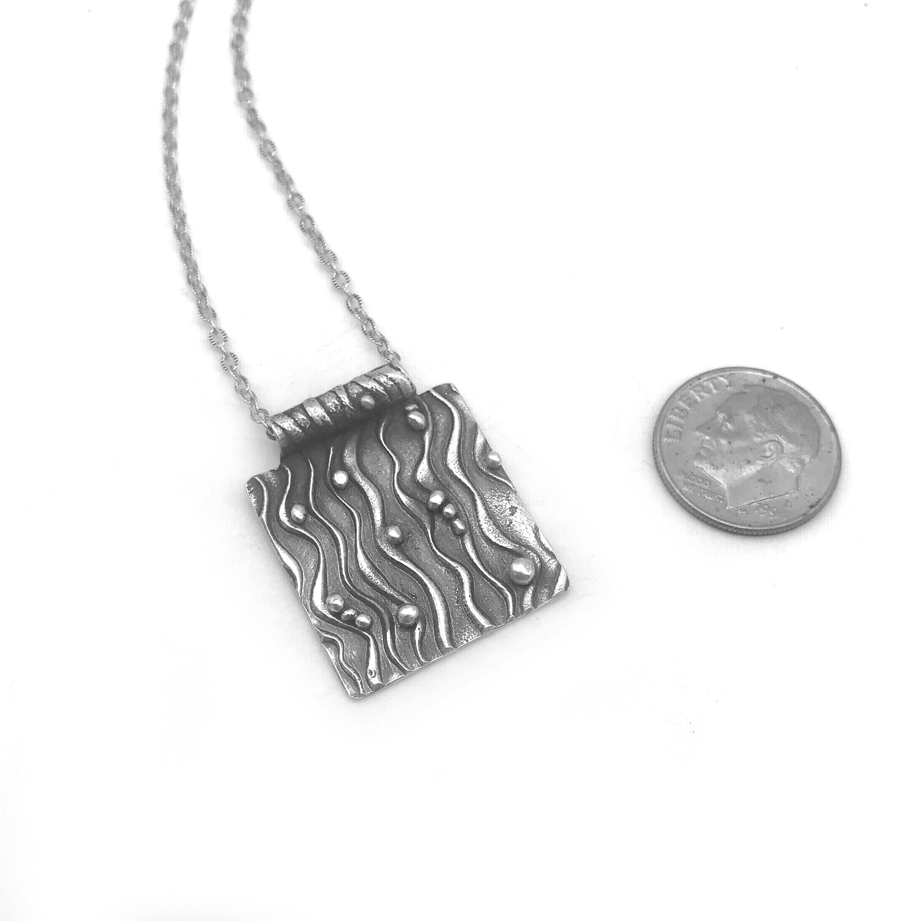 Beach Lovers Necklace, Ocean Necklace Beach Jewelry, Silver Beach