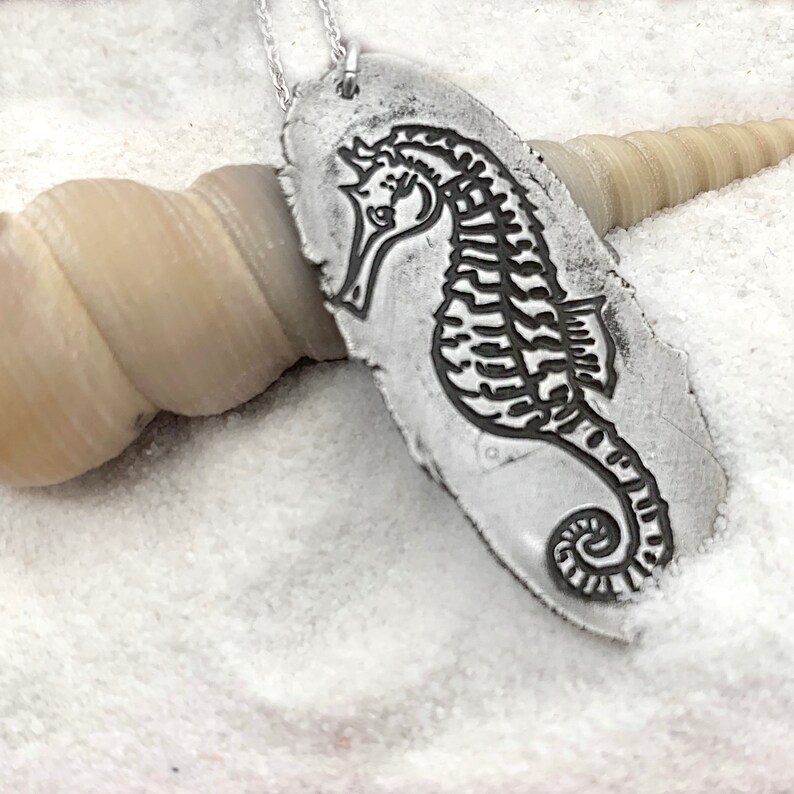 Silver Seahorse Necklace Ocean Jewelry, Seahorse Pendant Beach Lover Necklace, Seahorse Jewelry Beach Pendant, Beach Jewelry Silver image 5