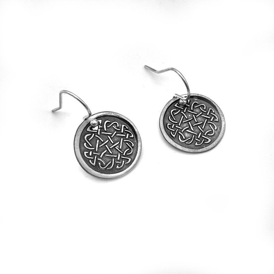 Sterling Silver Round Celtic Earrings Irish Jewelry, Celtic Knot