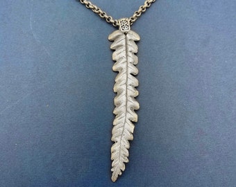 Nature-Inspired Fern Leaf Necklace, Nature Jewelry Fern Necklace with Adjustable Leather Cord