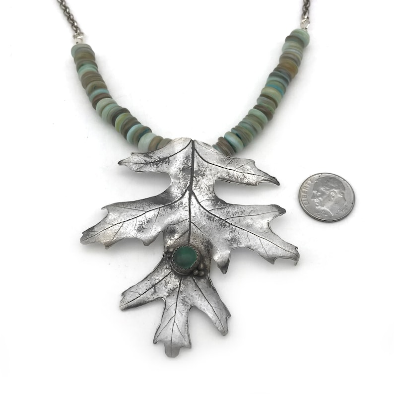 Leaf Jewelry Nature Necklace with Malachite Pendant for Autumn Jewelry Pure Silver Maple Leaf Necklace for Nature Lover