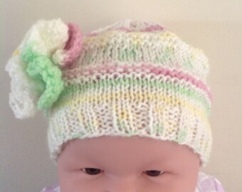 Frilly Flower Knit Hat