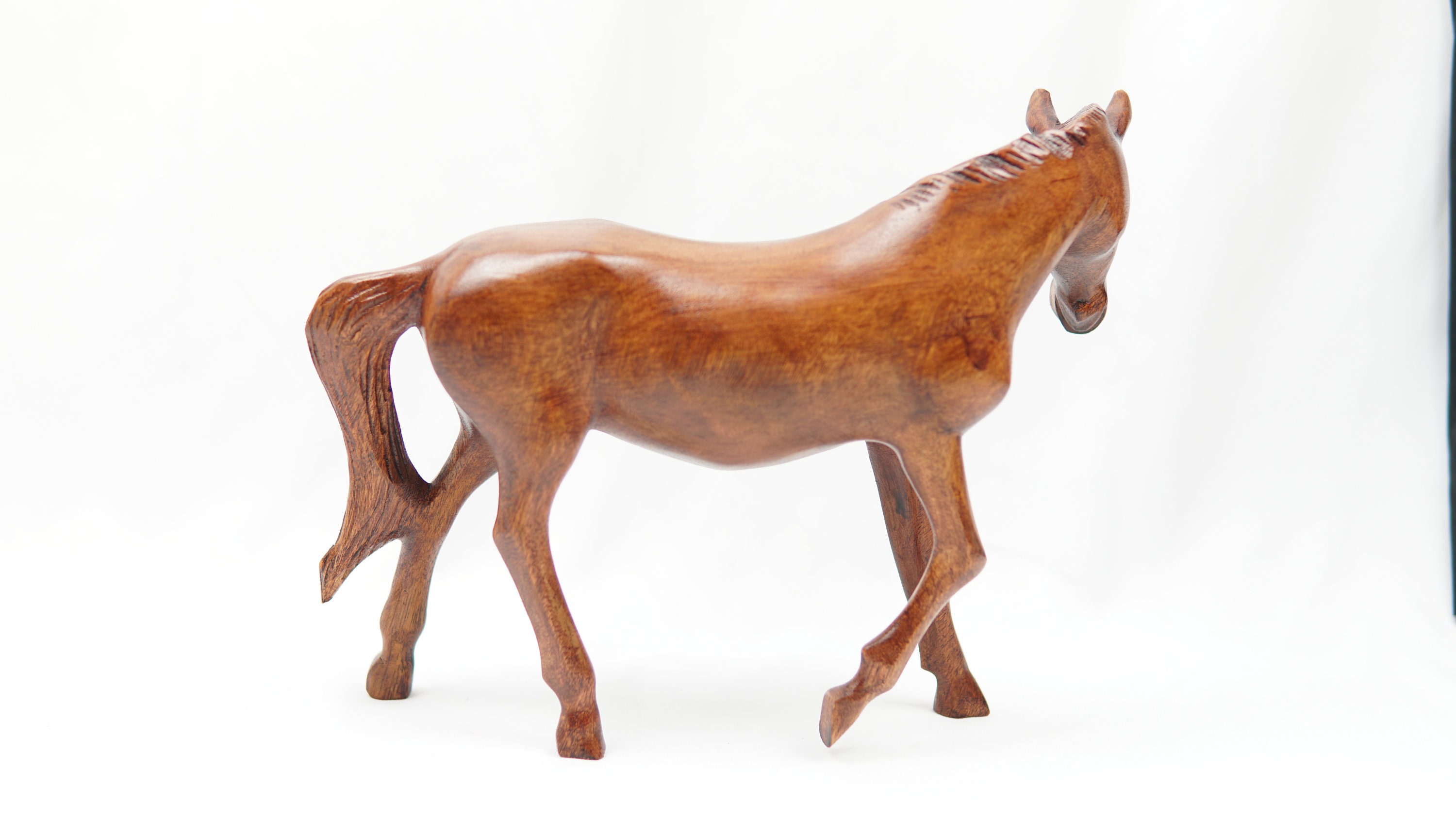 Wooden Horse Horse Handcarved From Suar Wood Height 30 Cm Etsy