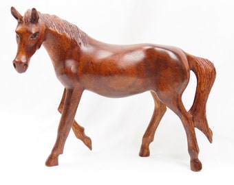 Pferd Pferdeskulptur Pferdefigur Holzpferd handgeschnitzt aus Suar-Holz Höhe 30 cm