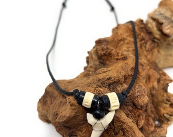 Leather necklace with shark tooth