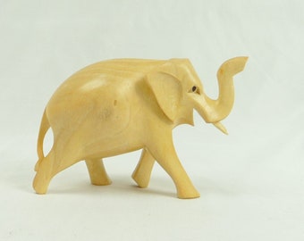 Elephant hand-carved wooden figure sculpture 11x8x5 cm