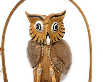 Owl handmade from bamboo and coconut 30 x 20 cm total length approx. 40 cm