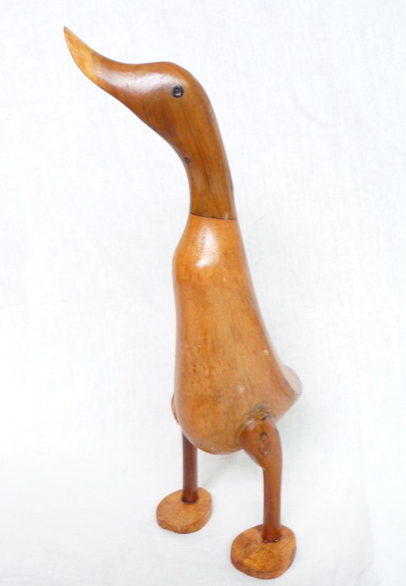 Indische Laufente Enten Holz mit Schuhen Holzfigur Holzskulptur handgeschnitzt 45cm