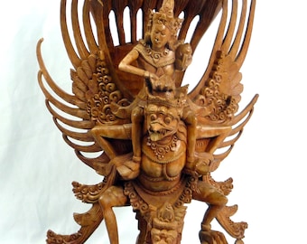 Garuda der Göttervogel aus der hinduistischen Mythologie handgeschnitzt vintage aus den 1930ger Jahren 52 cm 4,3 kg