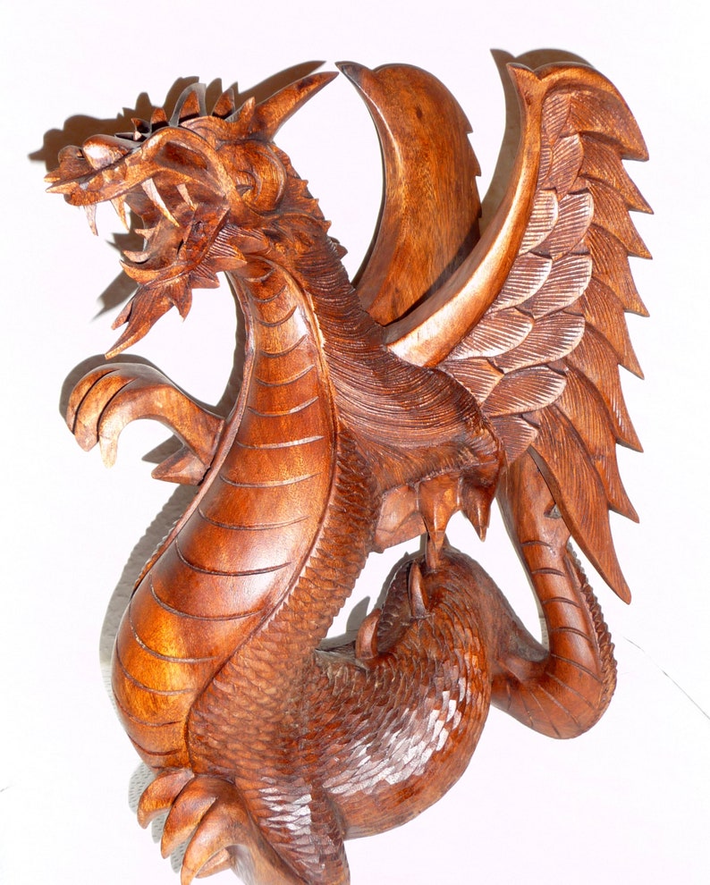 Drache mit Flügel Holzdrache Lindwurm Holz Glücksdrache - Etsy.de