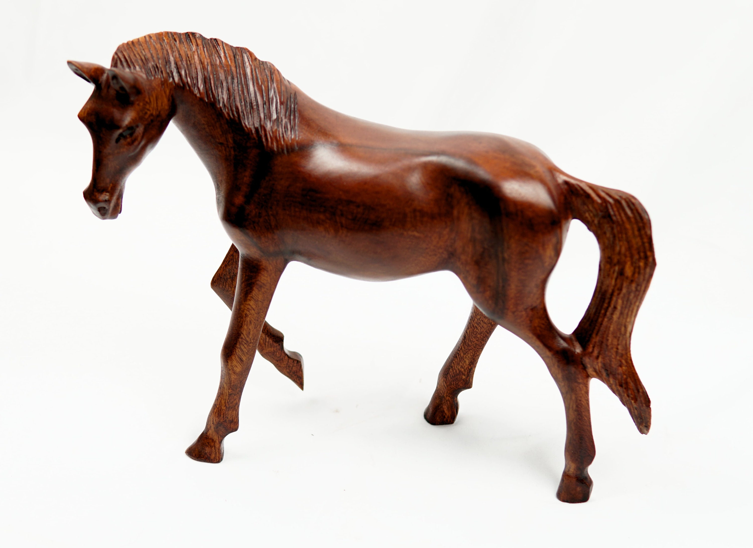 Wooden Horse Horse Handcarved From Suar Wood Height 30 Cm Etsy