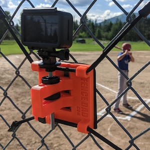 Action camera & phone chain link fence mount. (GoPro&#39;s / Hero, iPhone, Mevo) [Baseball, Tennis, Softball] Fence Dad works on nets/poles!