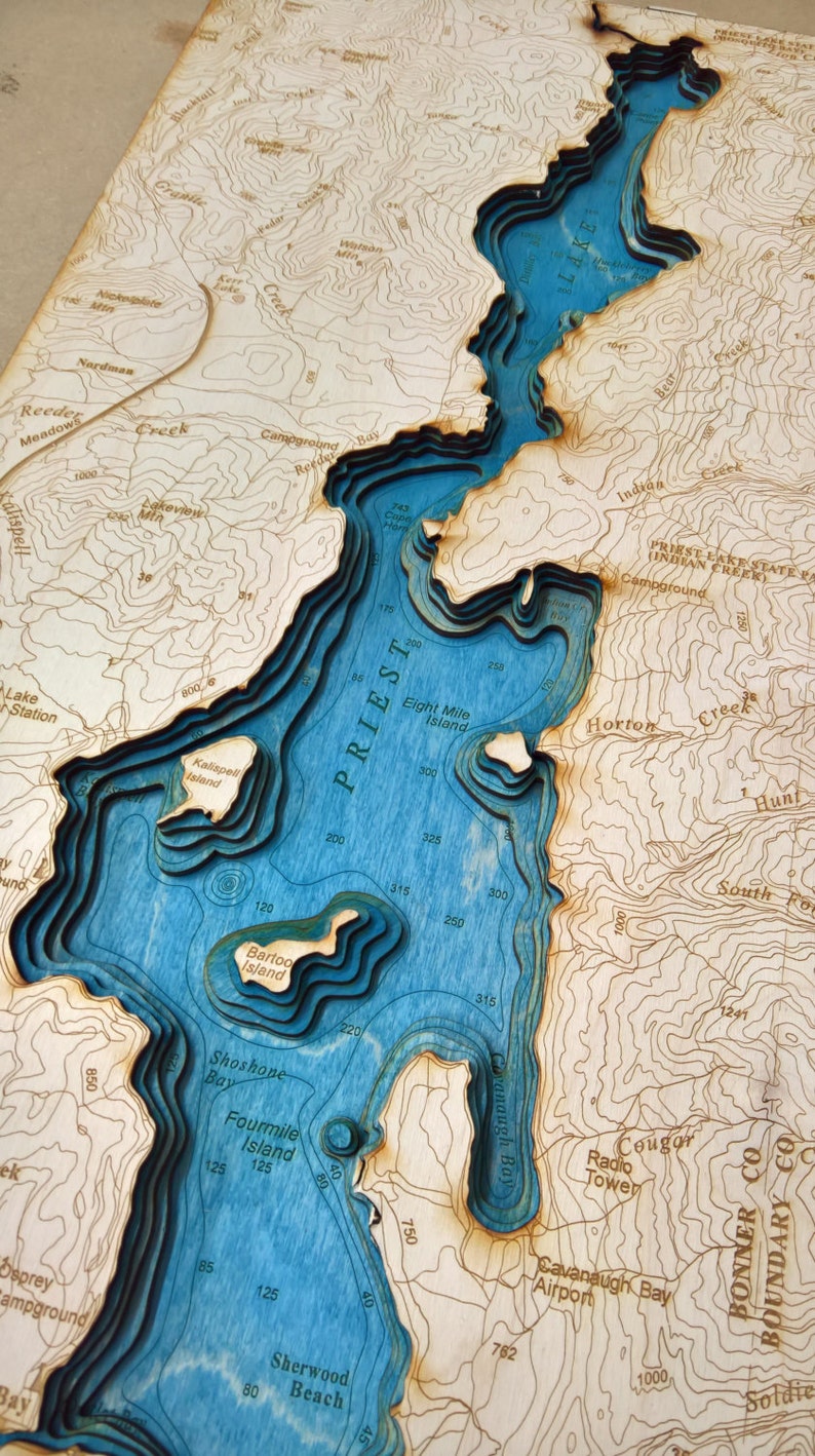 Priest Lake Laser Cut Lake Made in Sandpoint Idaho Etsy
