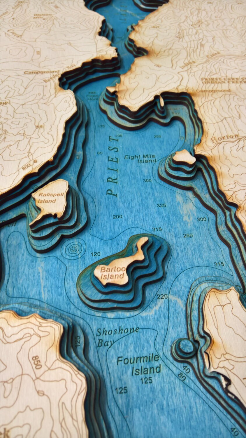 Priest Lake Laser Cut Lake Made in Sandpoint Idaho Etsy
