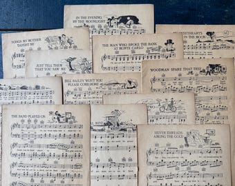 12  Sheets of Vintage Music | Paper Crafting | Paper Ephemera | Junk Journal Supplies