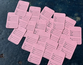 20 Small Vintage Tags - Pink | Paper Crafting | Paper Ephemera | Junk Journal Supplies