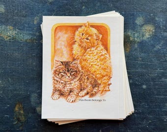 24 Vintage Cat Bookplates | Journal Supplies | Vintage Paper | Ephemera