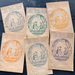6 Vintage The Folk Song Sight Singing Series Booklets | Vintage Paper | Ephemera