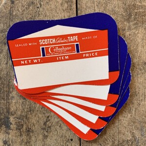 5 Vintage Scotch Tape Price Labels | Paper Crafting | Paper Ephemera | Junk Journal Supplies