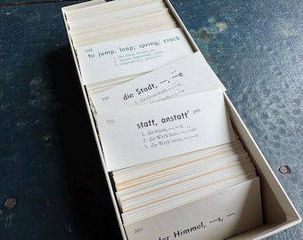 50 Vintage German Language Vocabulary Flash Cards | Ephemera | Junk Journal Supplies
