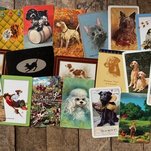 19 Vintage Dog Themed Playing Cards Assortment Pack | Swap Cards | Paper Crafting | Paper Ephemera | Junk Journal Supplies