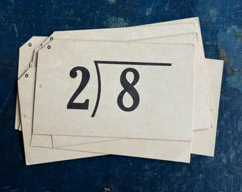 Vintage Division Flash Cards | Junk Journaling Ephemera (10 Cards)