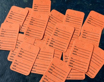 20 Small Vintage Tags - Orange | Paper Crafting | Paper Ephemera | Junk Journal Supplies