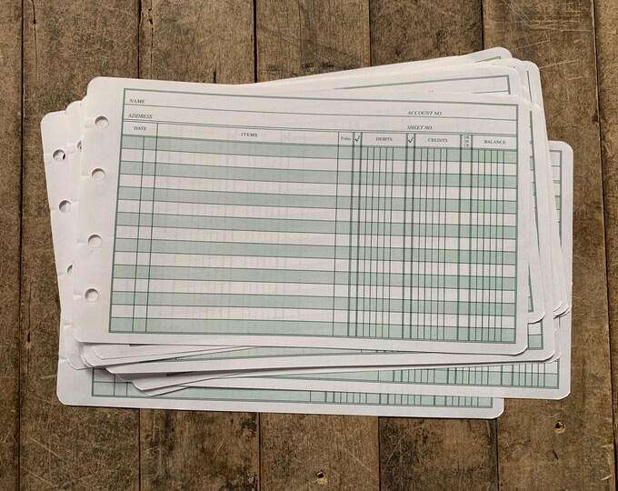 20 Vintage Ledger Paper Sheets Paper Crafting Paper Ephemera Junk
