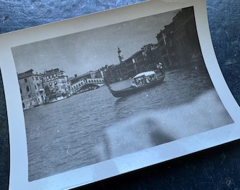 Vintage Photo featuring a Gondola in the Great Canal in Venice, Italy | Black & White | Early 1900s