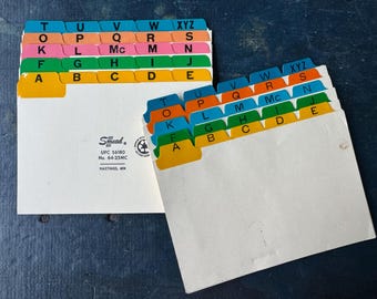 Vintage Index Dividers | 4x6 Size | Colorful Tabs | Office Ephemera for Junk Journals & Crafts