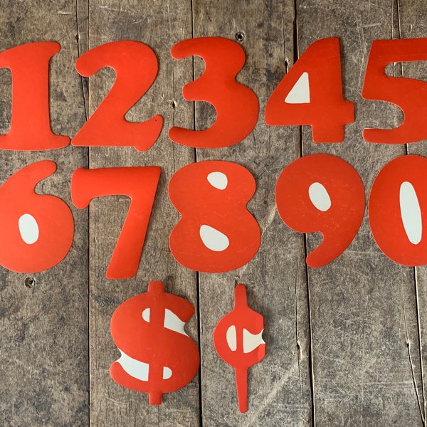 12 Vintage Gummed Price Numbers/Symbols | Paper Crafting | Paper Ephemera | Junk Journal Supplies