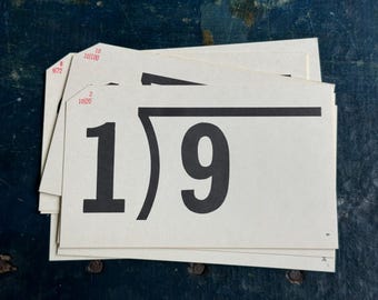 10 Vintage Division Flash Cards | Math Ephemera for Junk Journaling Crafting