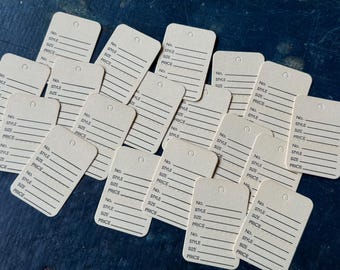 20 Small Vintage Tags - Ivory | Paper Crafting | Paper Ephemera | Junk Journal Supplies
