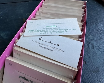 50 Vintage English Language Spelling Flash Cards | Ephemera | Junk Journal Supplies