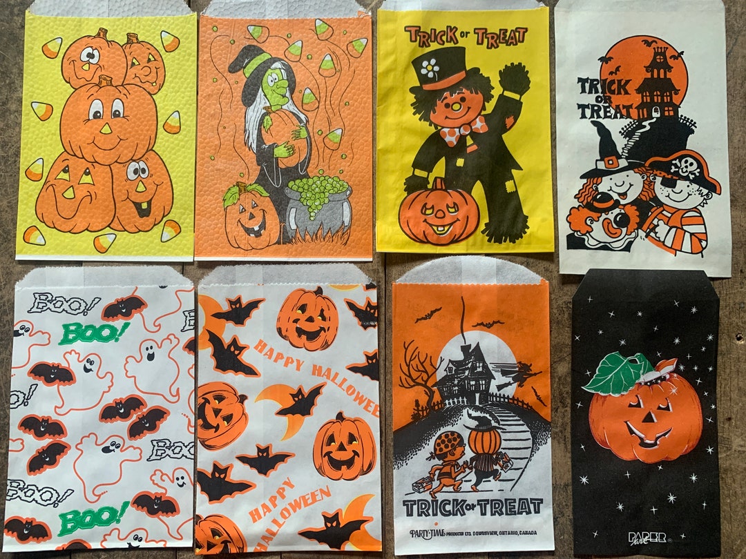 8 Vintage Halloween Treat Bags Assortment Paper Crafting Paper Ephemera