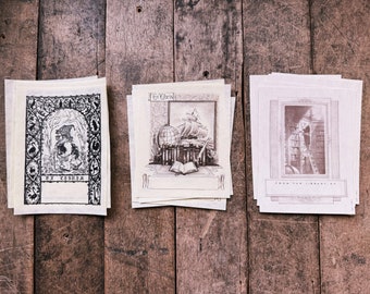 5 Vintage Bookplates | Journal Supplies | Vintage Paper | Ephemera