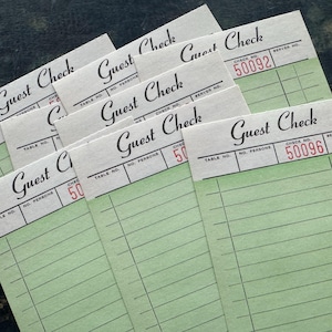 Vintage Green Guest Receipts | Guest Checks | Paper Crafting | Paper Ephemera | Junk Journal Supplies