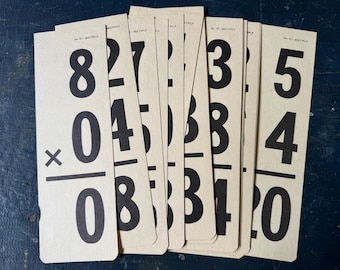20 Vintage Multiplication Flash Cards | Paper Crafting Ephemera, Junk Journal Supplies